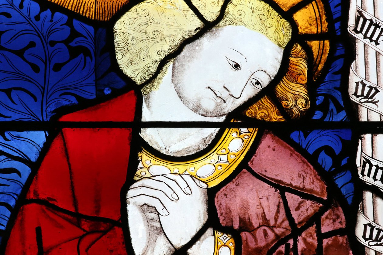 Moulins katedral. Glassmaleri vindu. St John, 20160603, Moulins, Europa av Unbekannt