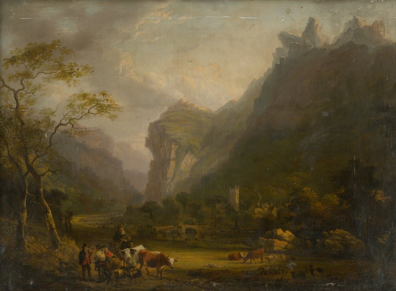 Mountain Valley med en figurgruppe i forgrunnen av Unbekannt