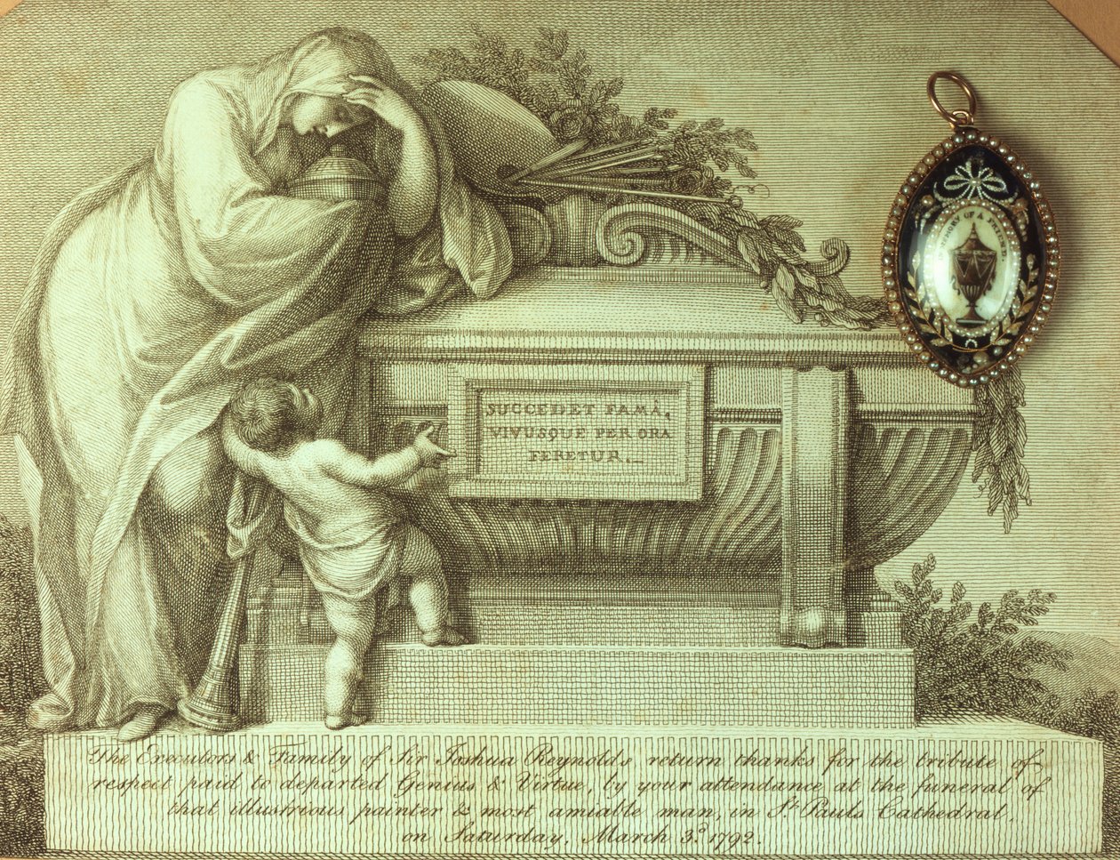 Sorgkort og minne om Sir Joshua Reynolds, 1792 av Unbekannt