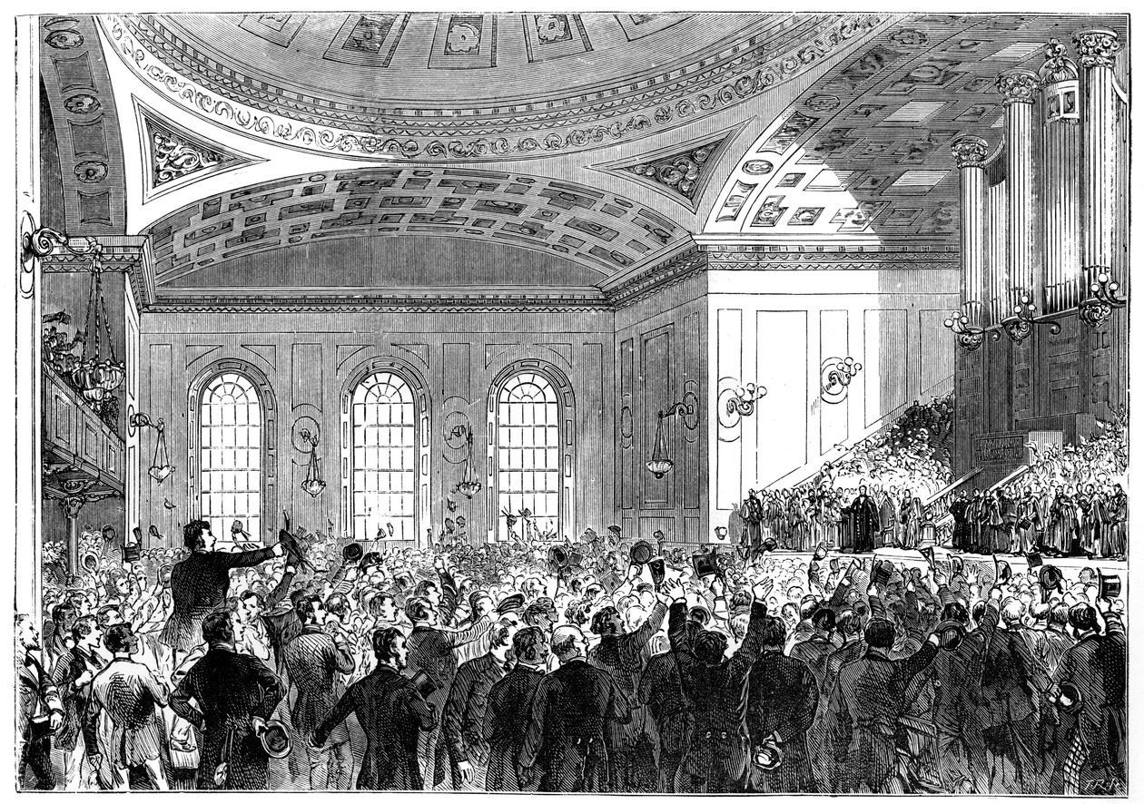 Mr Gladstone holdt sin tale som Lord Rector of Edinburgh University, 1859-1865 av Unbekannt