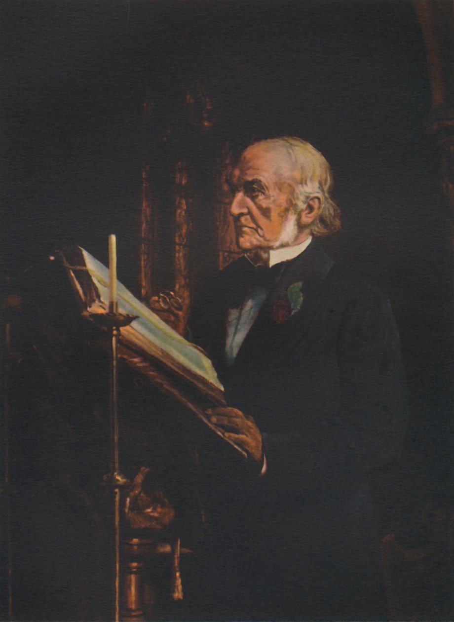 Mr Gladstone leste leksjonen i Hawarden Church, ca 1890-tallet, 1941 av Unbekannt
