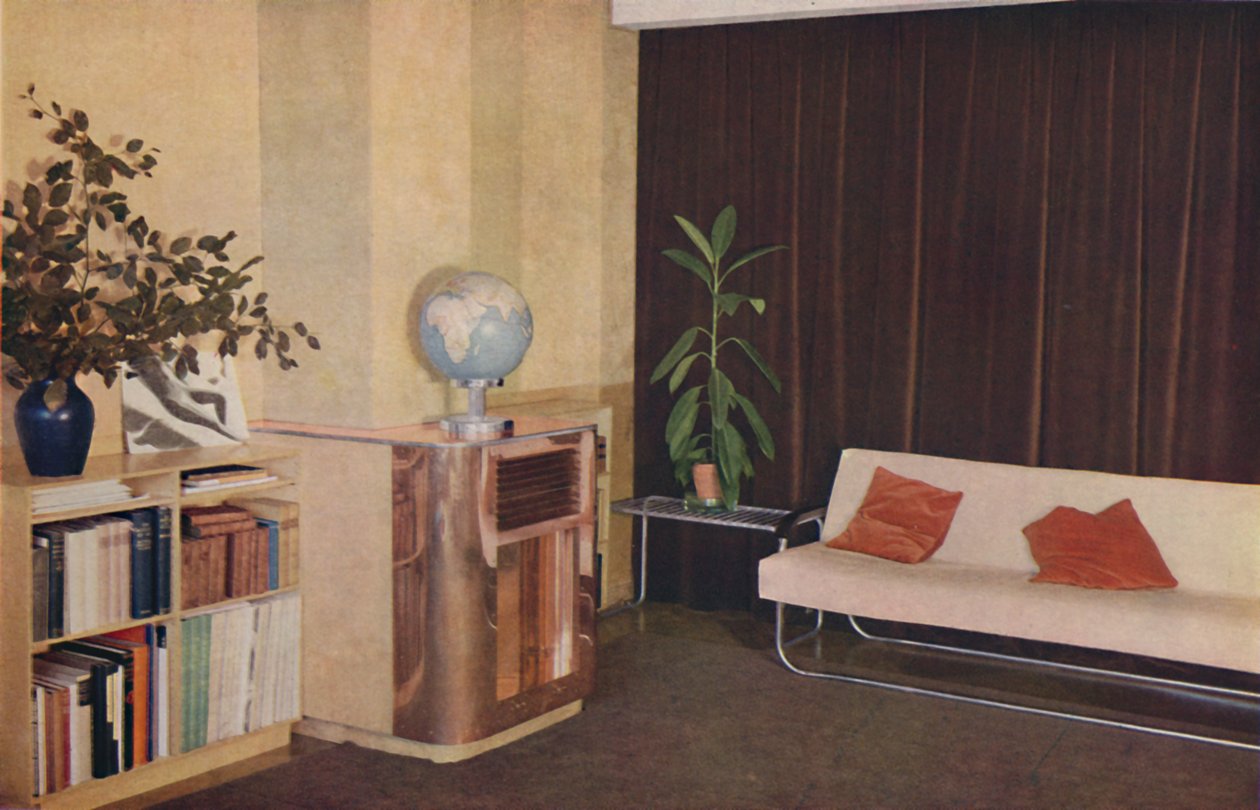 Mr. J. C. Pritchards stue i Isokon Lawn Road Flats, 1936 av Unbekannt