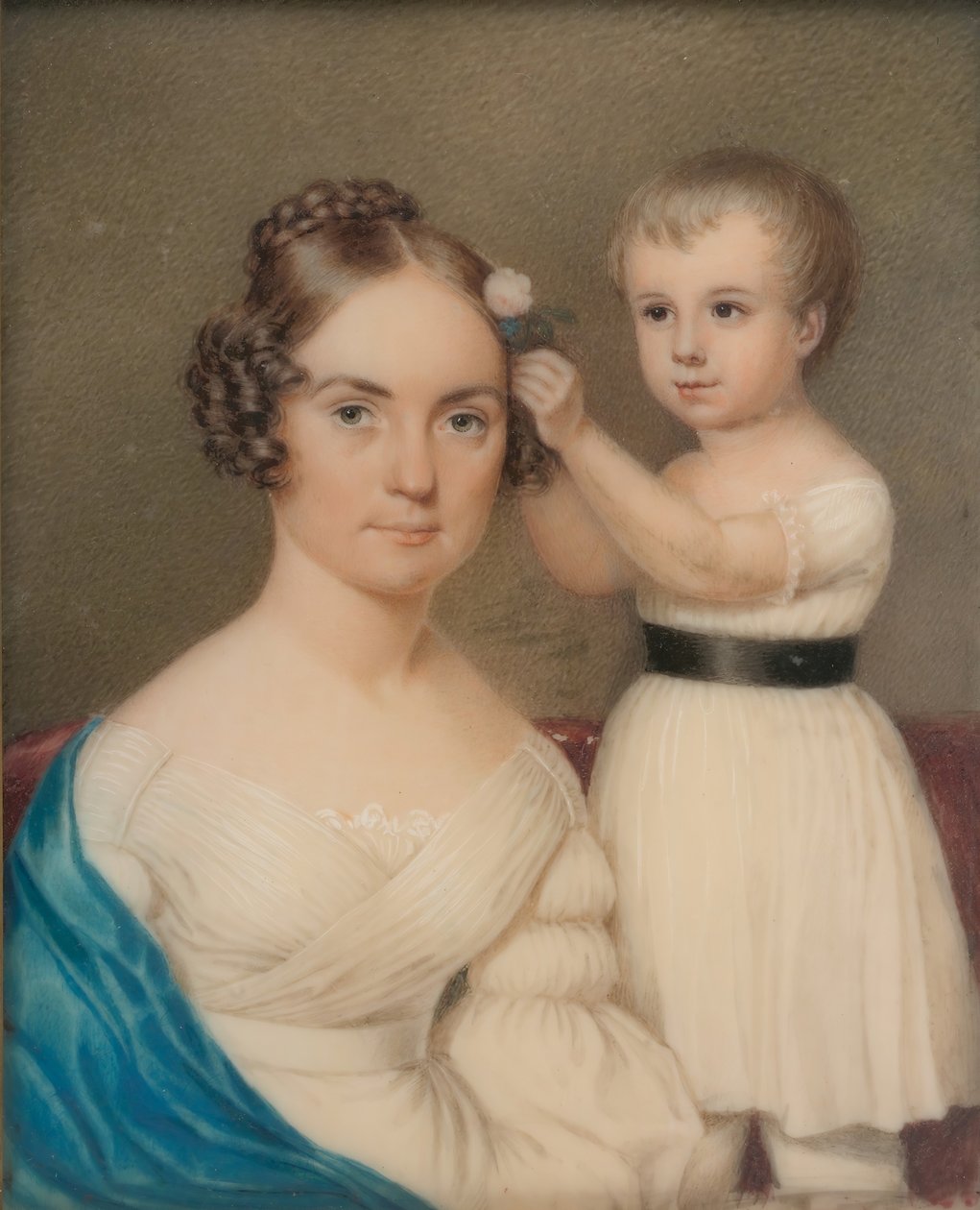 Mrs. William Gordon Ver Planck og hennes sønn Samuel Hopkins Ver Planck, ca. 1828. av Unbekannt