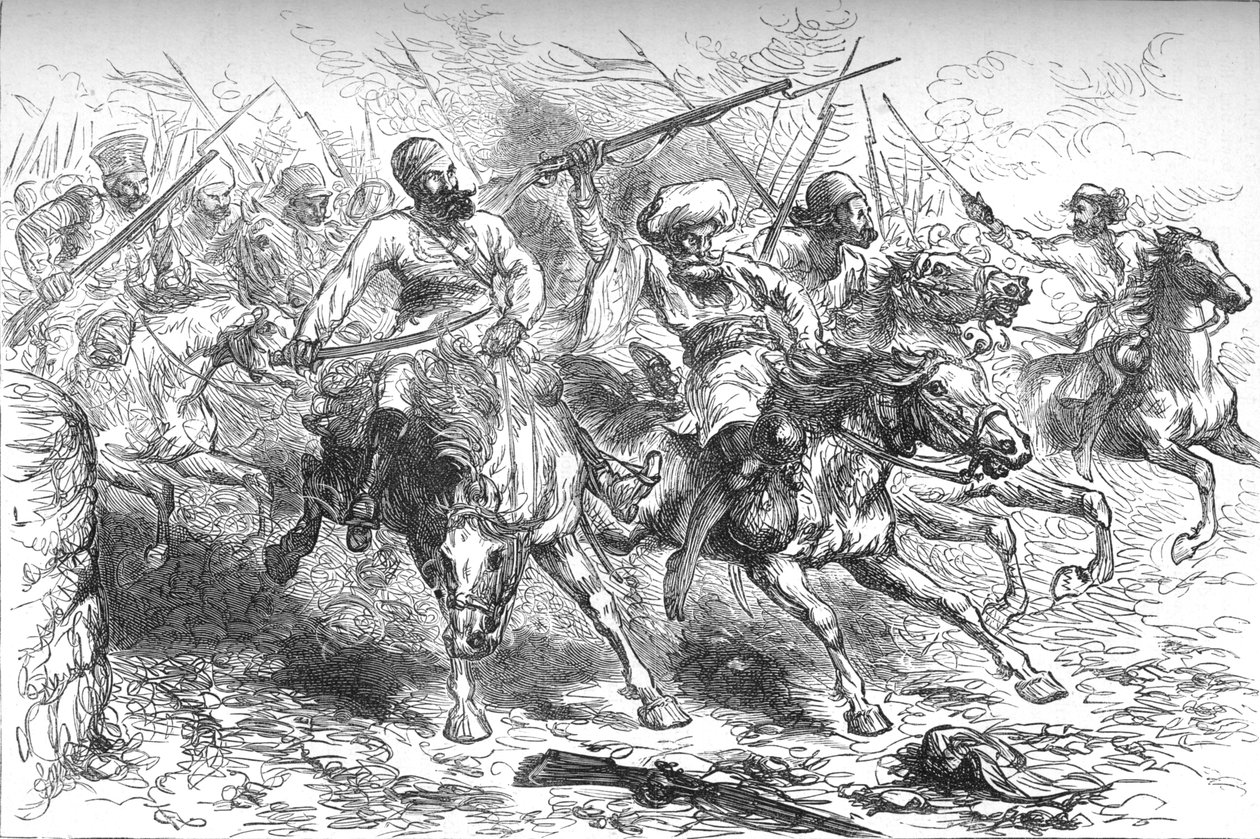 Mytterister som rykker frem mot Delhi, c1880 av Unbekannt