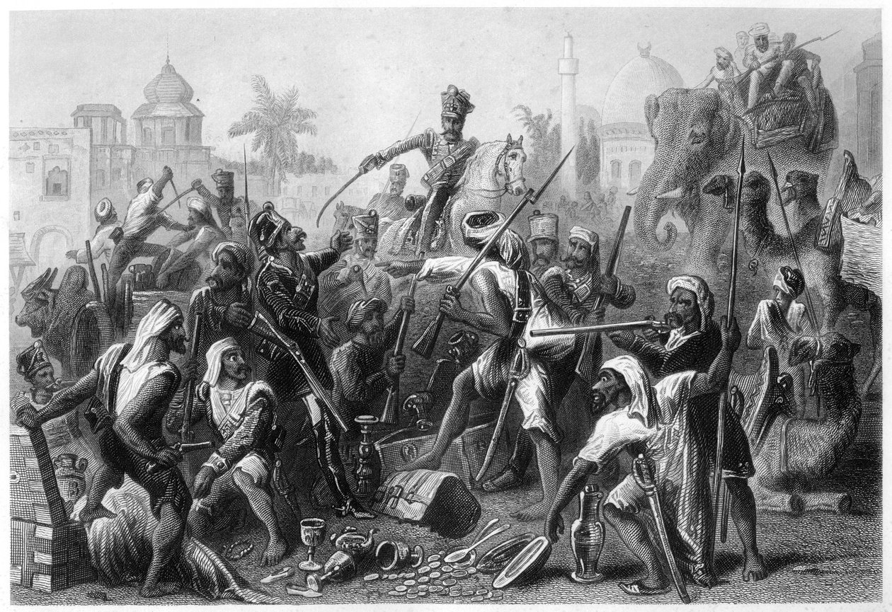 Mytteri Sepoys deler byttet, 1857, c1860 av Unbekannt