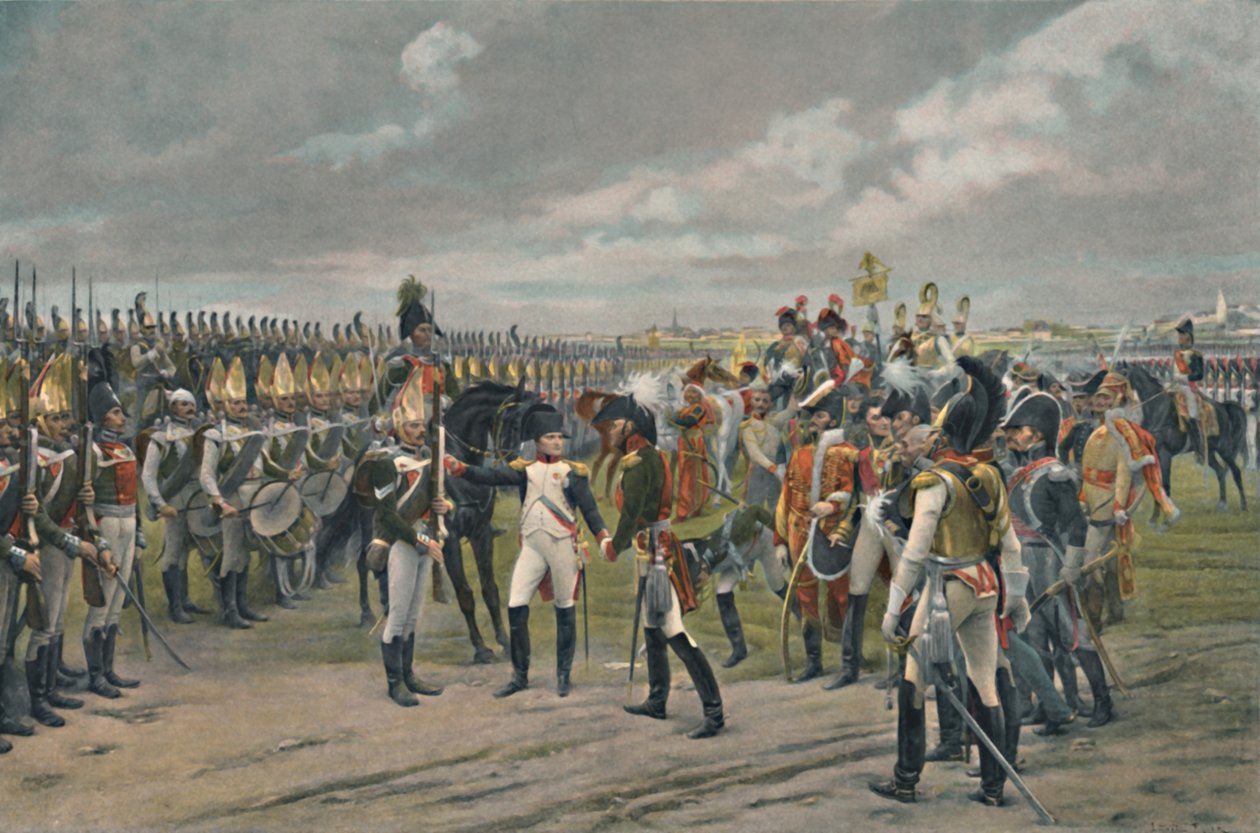 Napoleon dekorerer den russiske grenaderen i Tilsitt, 1807, 1896 av Unbekannt