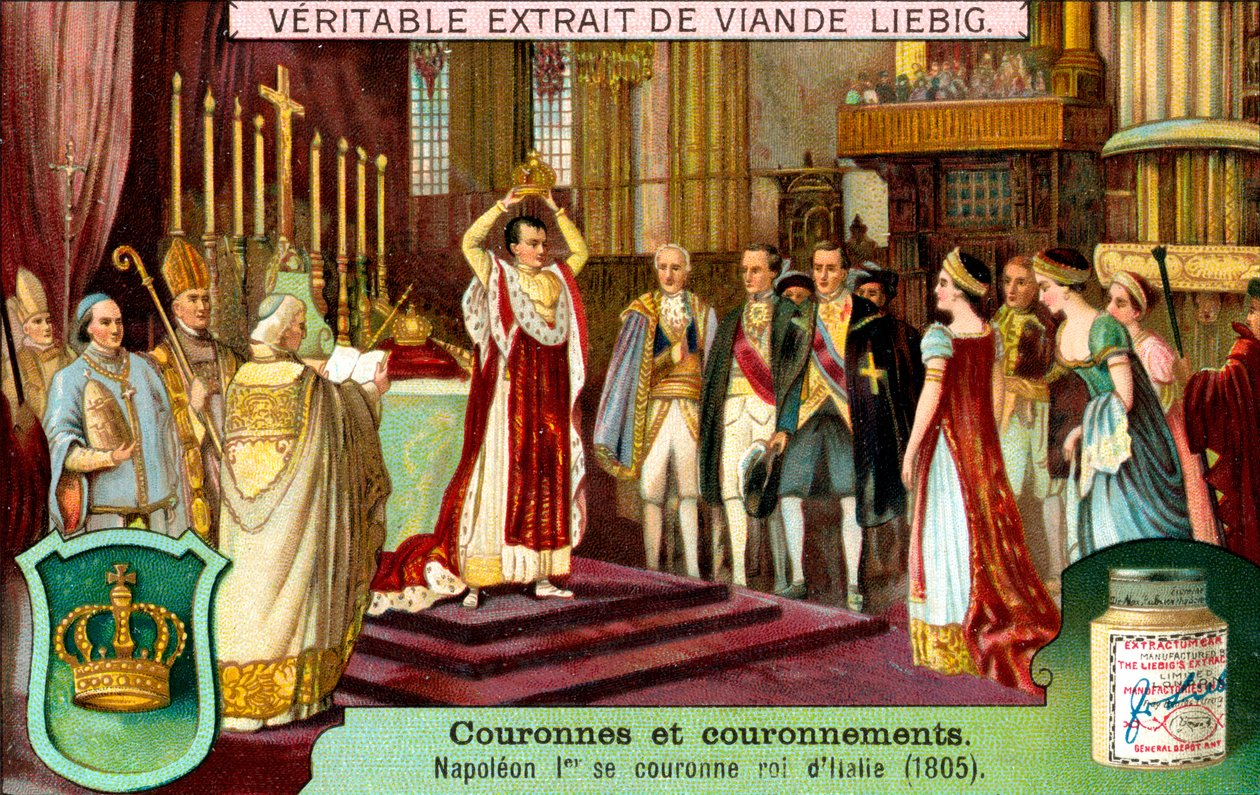 Napoleon I kronet seg selv til konge av Italia i 1805, ca 1900 av Unbekannt