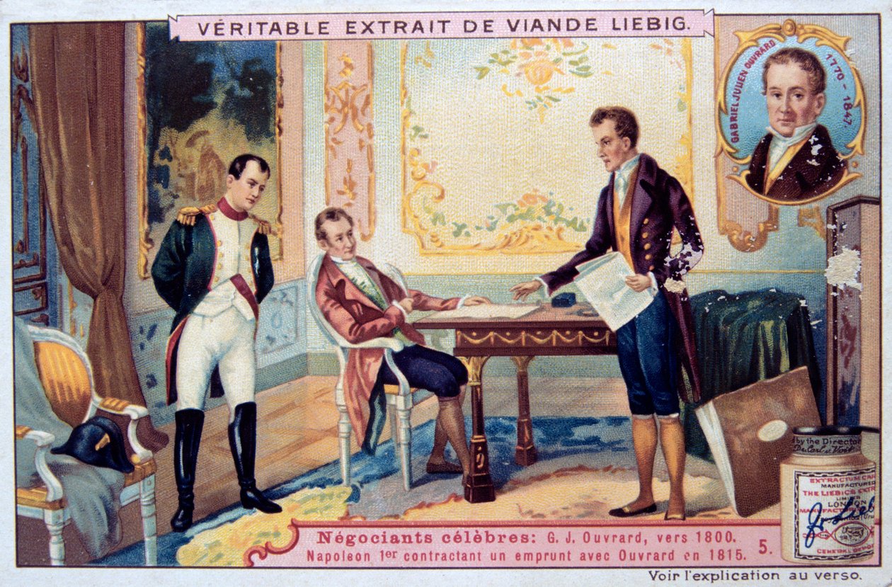 Napoleon forhandler om et lån med Gabriel Julien Ouvrard, 1815, 1800-tallet av Unbekannt
