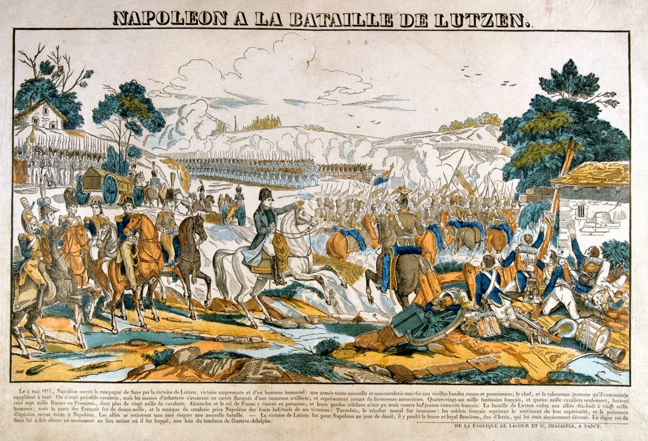 Napoleon i slaget ved Lutzen 2. mai 1813 av Unbekannt