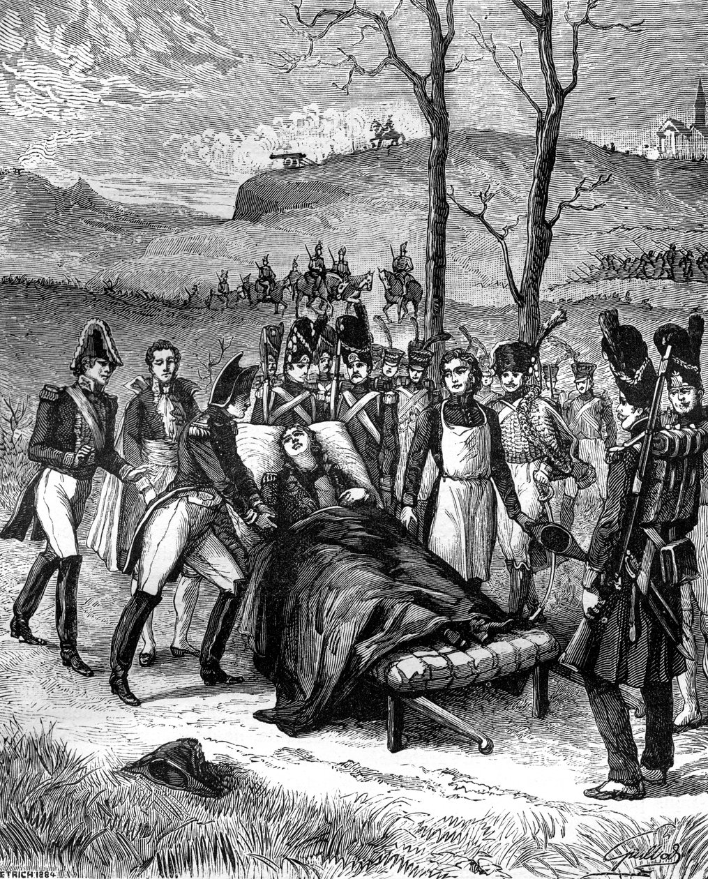 Napoleon løp mot Duroc, som fortsatt levde, 1813 1882-1884 av Unbekannt