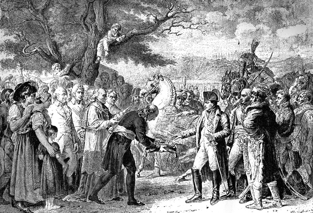 Napoleon mottar nøklene til Wien, Schloss Schonbrunn, 13. november 1805 1882-1884 av Unbekannt