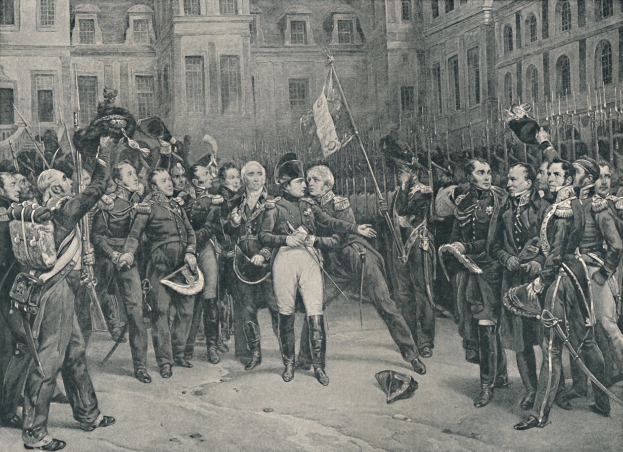 Napoleons farvel til den keiserlige garde i Fontainebleau, 20. april 1814, 1896 av Unbekannt