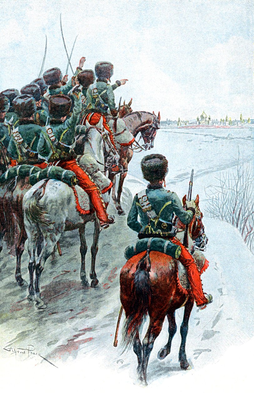 Napoleons Grande Armee får øye på Moskva, 1812 sent på 1800-tallet av Unbekannt