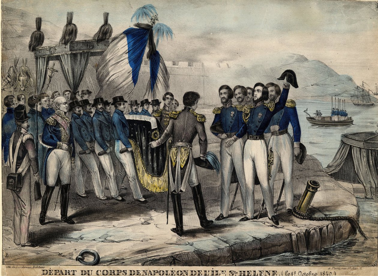 Napoleons følge før avreise til St. Helena, ca. 1840 av Unbekannt