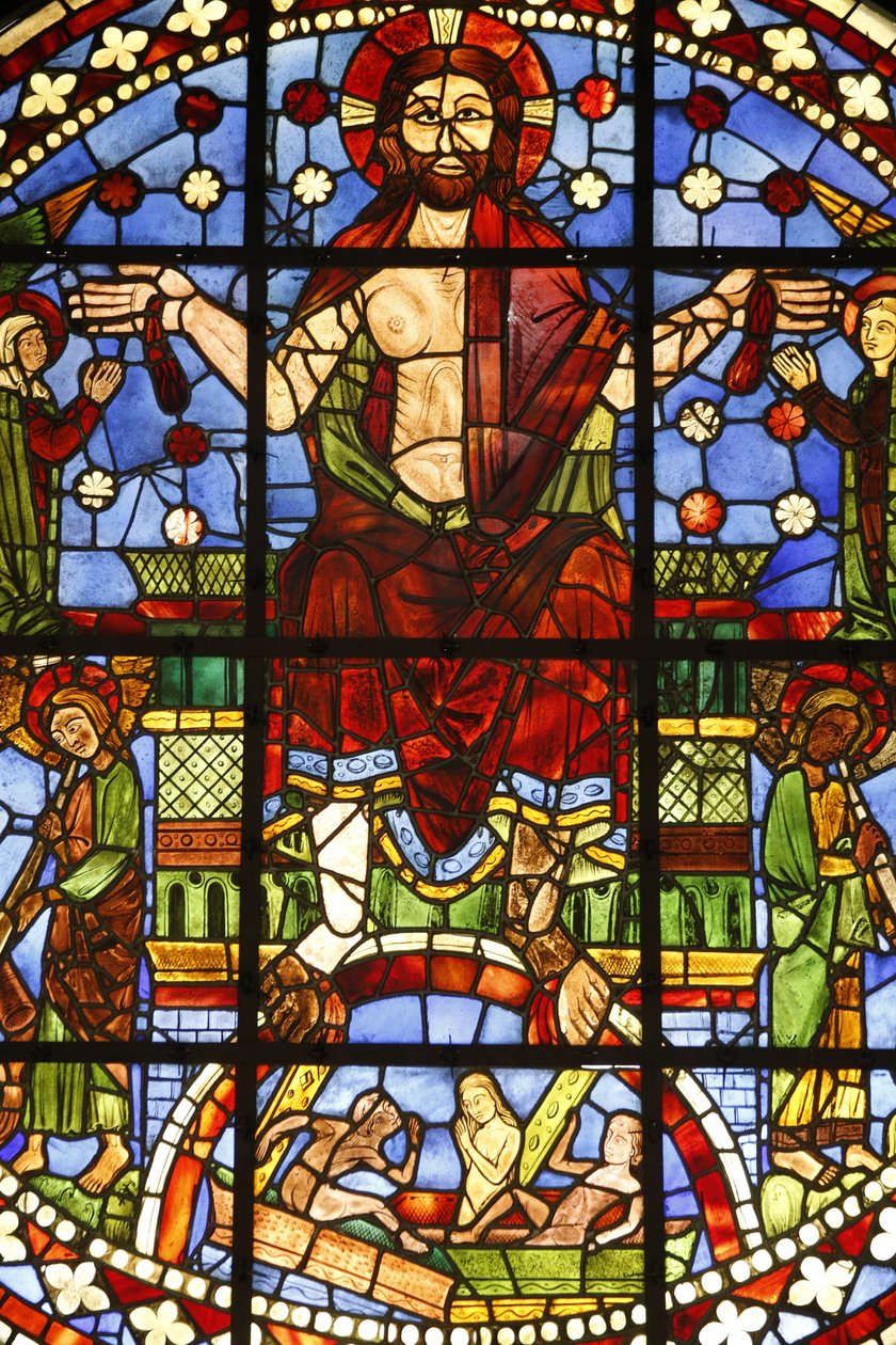 Nasjonalmuseet for franske monumenter. Den eldgamle kirken Cordeliers, Chateauroux. Glassmalerier fra den siste dommen, Paris, Frankrike av Unbekannt
