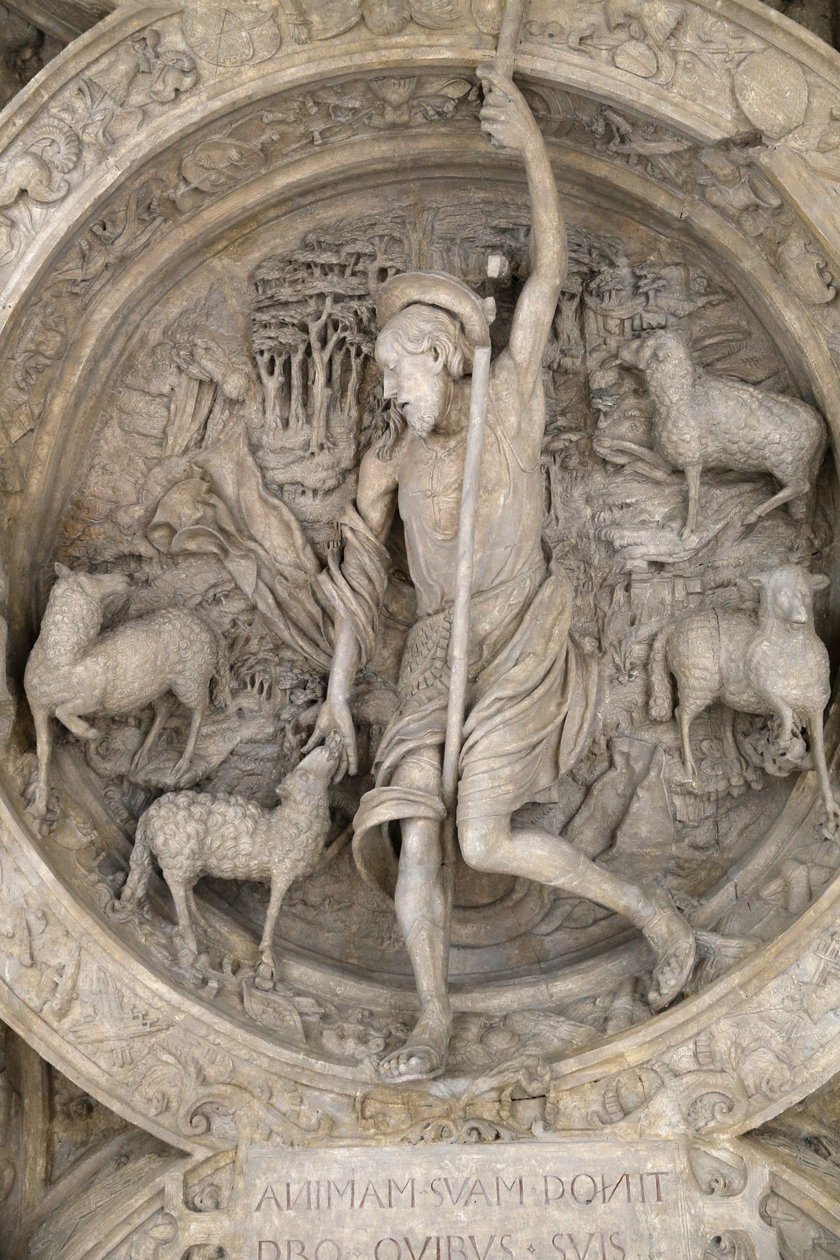 Nasjonalmuseet for franske monumenter. Ark of the Gros Horloge dør. Den gode hyrden. Rollebesetning, Paris, Frankrike av Unbekannt