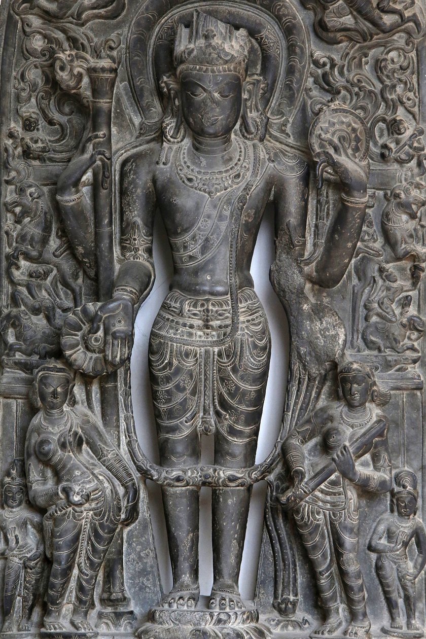 Nasjonalmuseet i India, Delhi. Vishnu. Pala, 9.-10. århundre e.Kr. Øst-India. Stein. Detalj. India. av Unbekannt