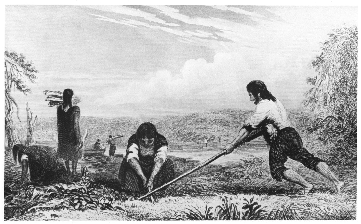 Innfødte i Chiloe, Patagonia, ved hjelp av en brystplog, 1839 av Unbekannt