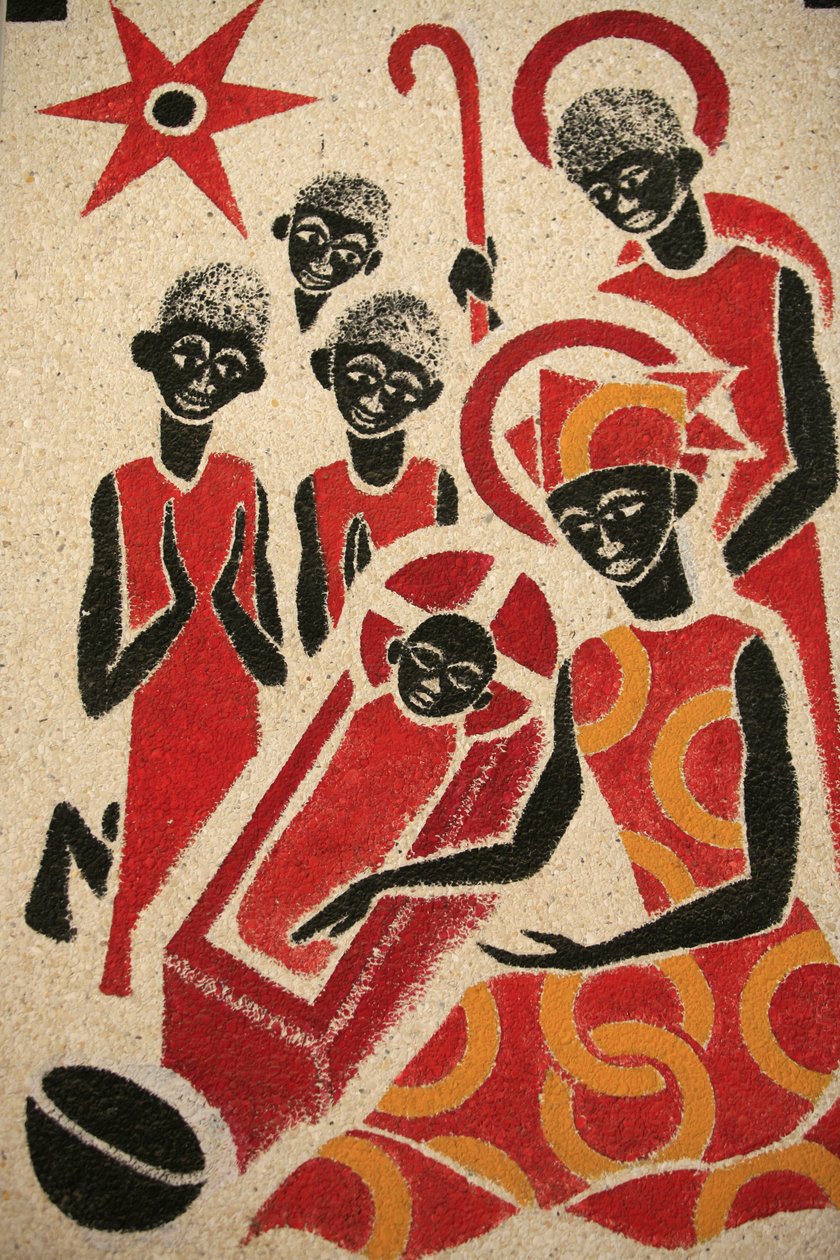 Fødsel Freskomaleriet i Keur Moussa klosterkirke ble designet og malt i 1963 av Dom Georges Saget Keur Moussa Senegal av Unbekannt