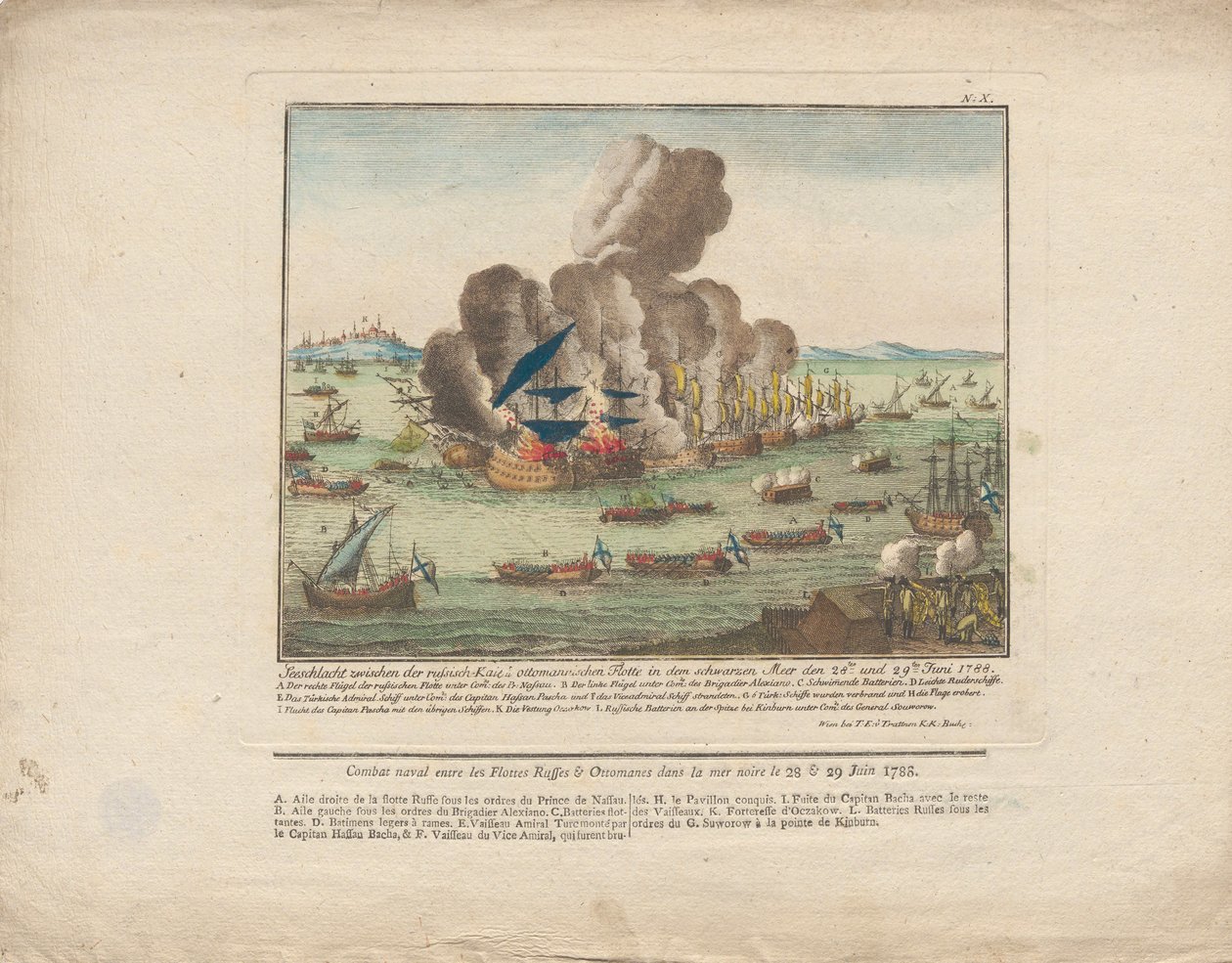 Sjøslag mellom den russiske og osmanske flåten i Svartehavet 28. og 29. juni 1788, 1788. av Unbekannt