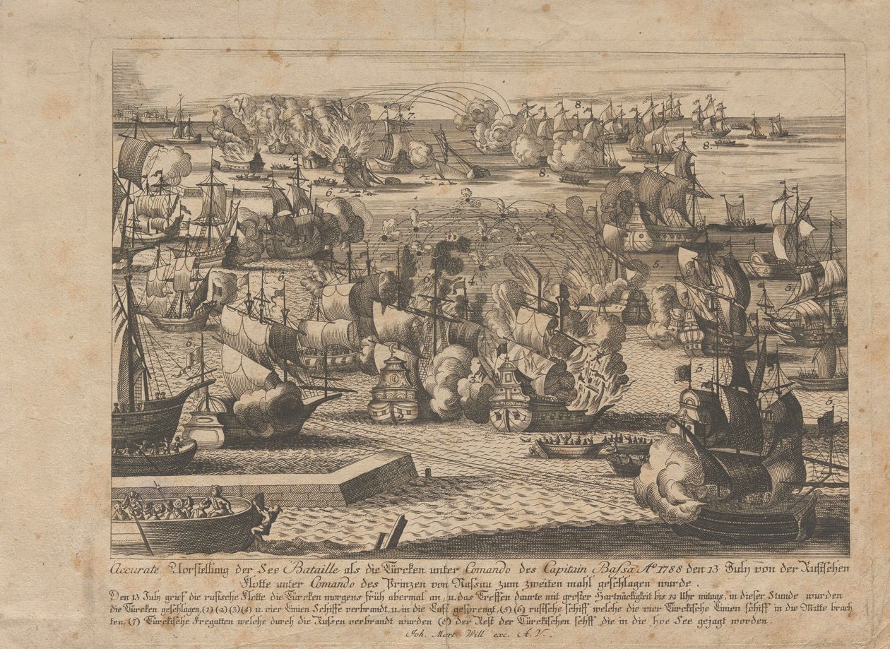 Sjøslag mellom den russiske og osmanske flåten 13. juli 1788, 1788. av Unbekannt