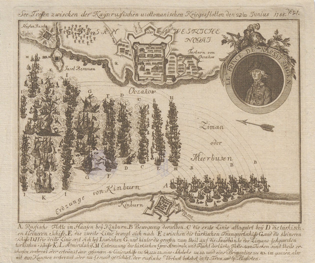 Sjøslag mellom den russiske og osmanske flåten 22. juni 1788, 1788. av Unbekannt