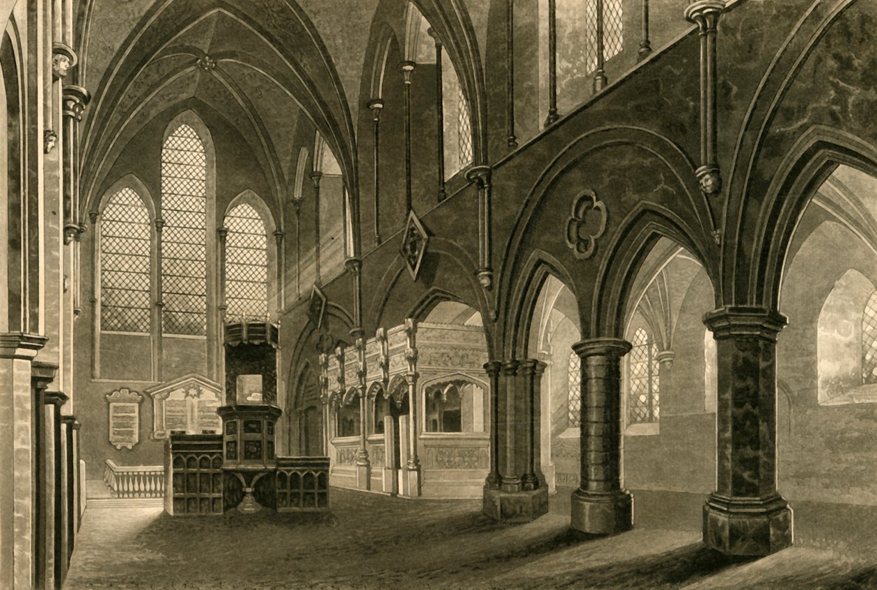 Nave of Boxgrove Church, 1835. av Unbekannt