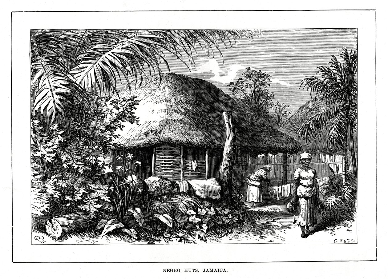 Negro Huts, Jamaica, 1800-tallet av Unbekannt