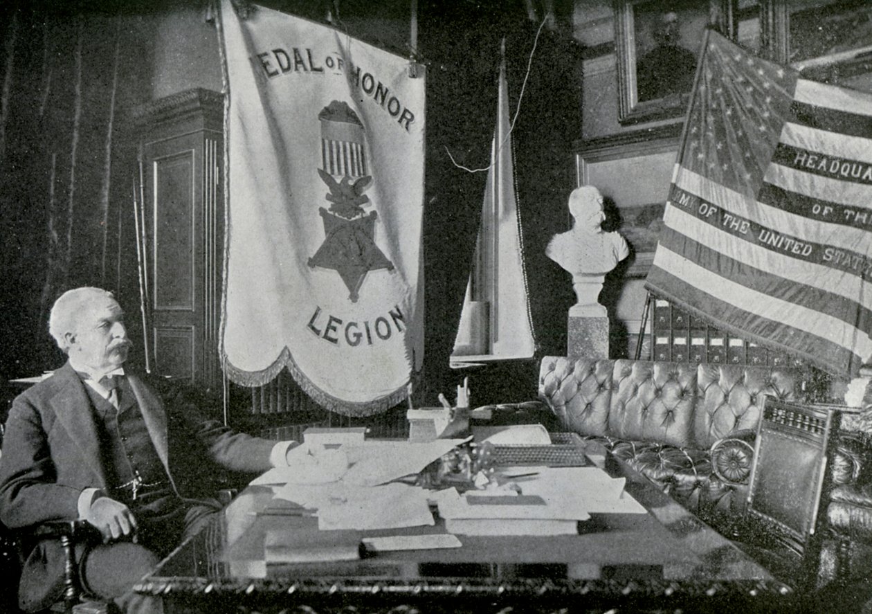 Nelson A Miles, US Army-general, ved hans hovedkvarter, 1898 av Unbekannt