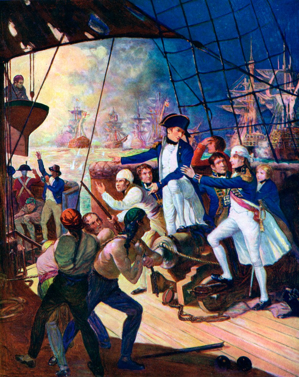 Nelson i slaget ved Nilen, 1798, c1920 av Unbekannt