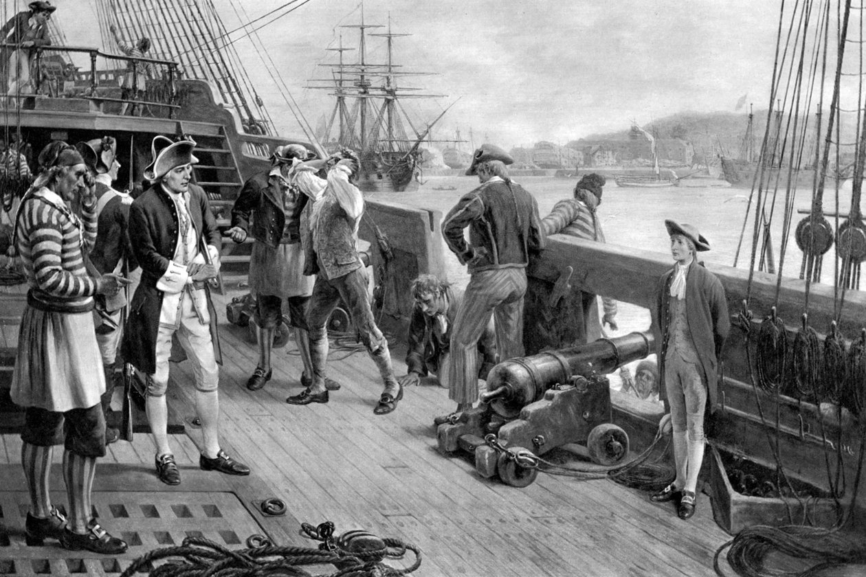 Nelsons første fotfeste i marinen, Chatham, 1771 av Unbekannt