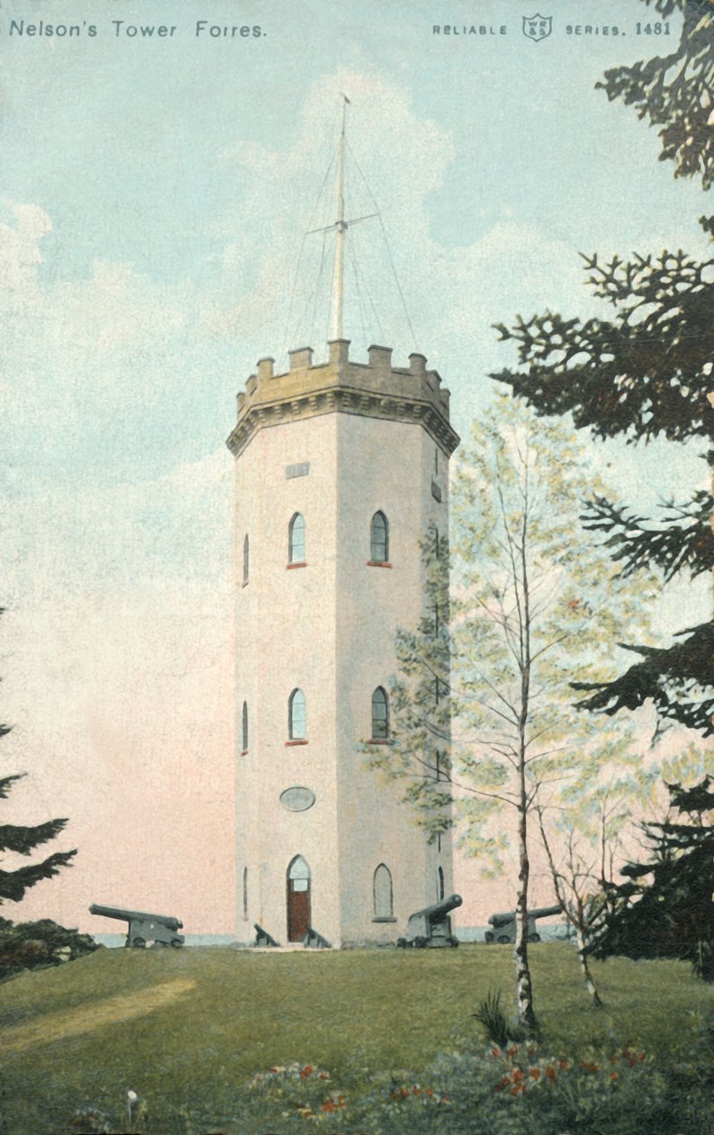 Nelsons Tower, Forres, slutten av 1800-begynnelsen av 1900-tallet. av Unbekannt