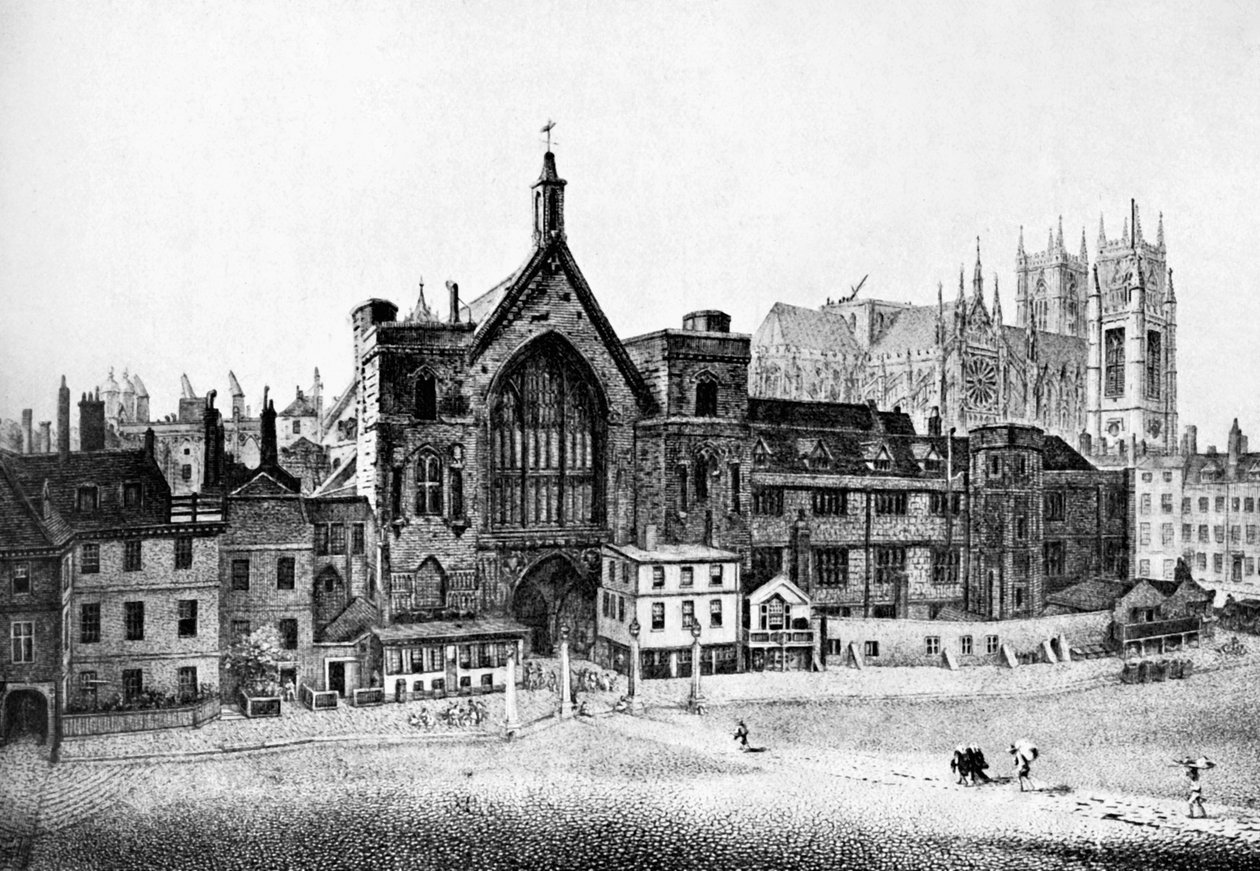 New Palace Yard, Westminster, på 1700-tallet, c1905 av Unbekannt