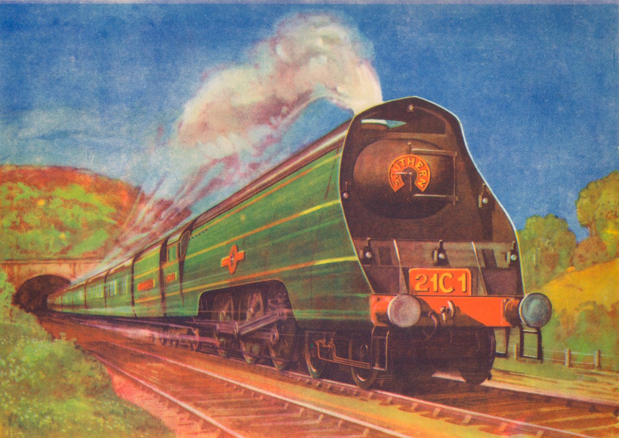 New Streamlined Express, Merchant Navy, S.R., forlater Honiton Tunnel, 1940 av Unbekannt