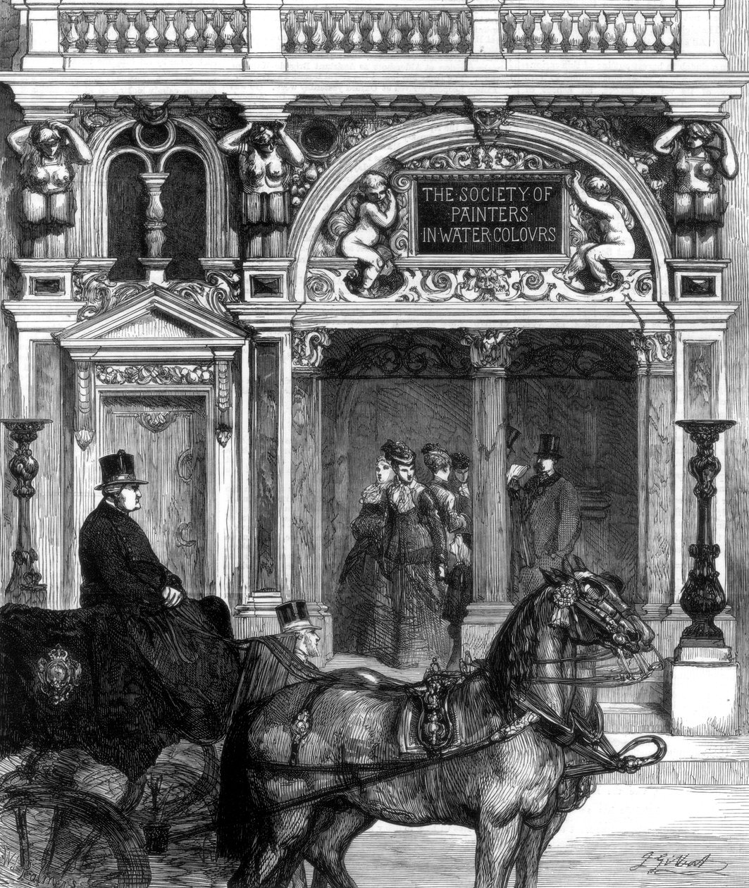 Ny inngang til galleriet til Society of Painters, Pall Mall East, London, 1875 av Unbekannt