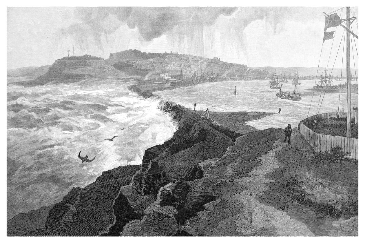 Newcastle, fra Nobbys Head, New South Wales, Australia, 1886 av Unbekannt