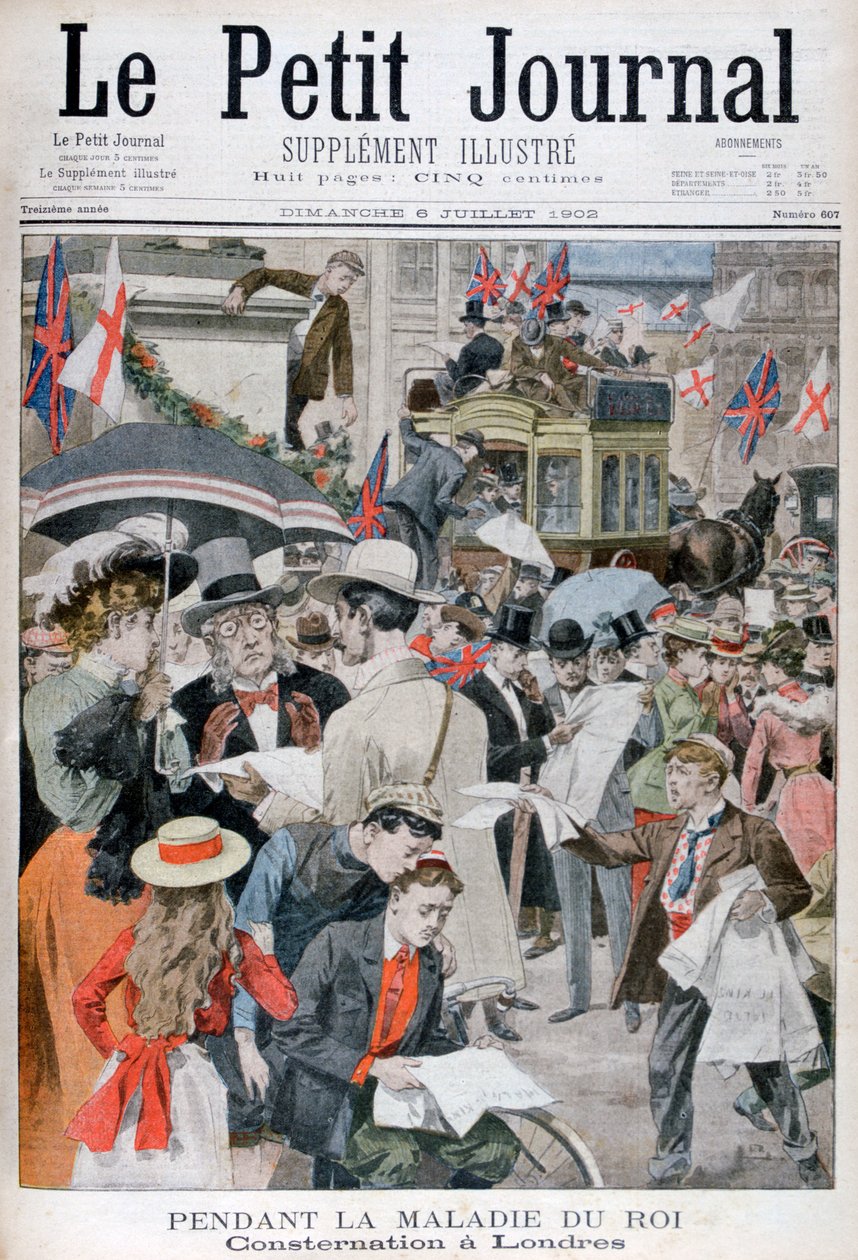 Nyheter om kong Edwards VIIs sykdom i London, 1902 av Unbekannt