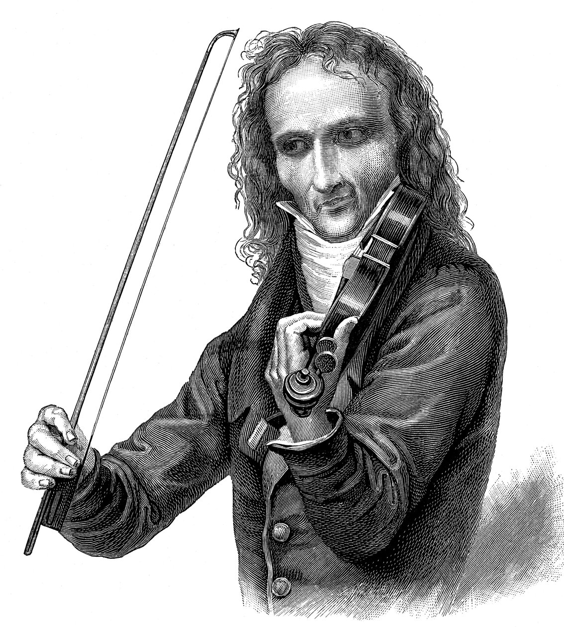 Niccolò Paganini , italiensk fiolinist, fiolinist og komponist, 1830-årene. av Unbekannt