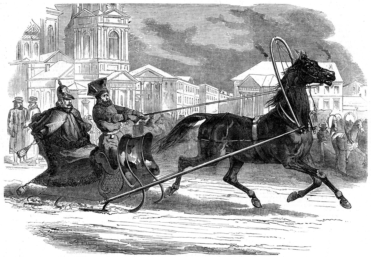 Nicholas I 1796-1855, keiser av Russland, i sin droshky, St Petersburg, 1853 av Unbekannt