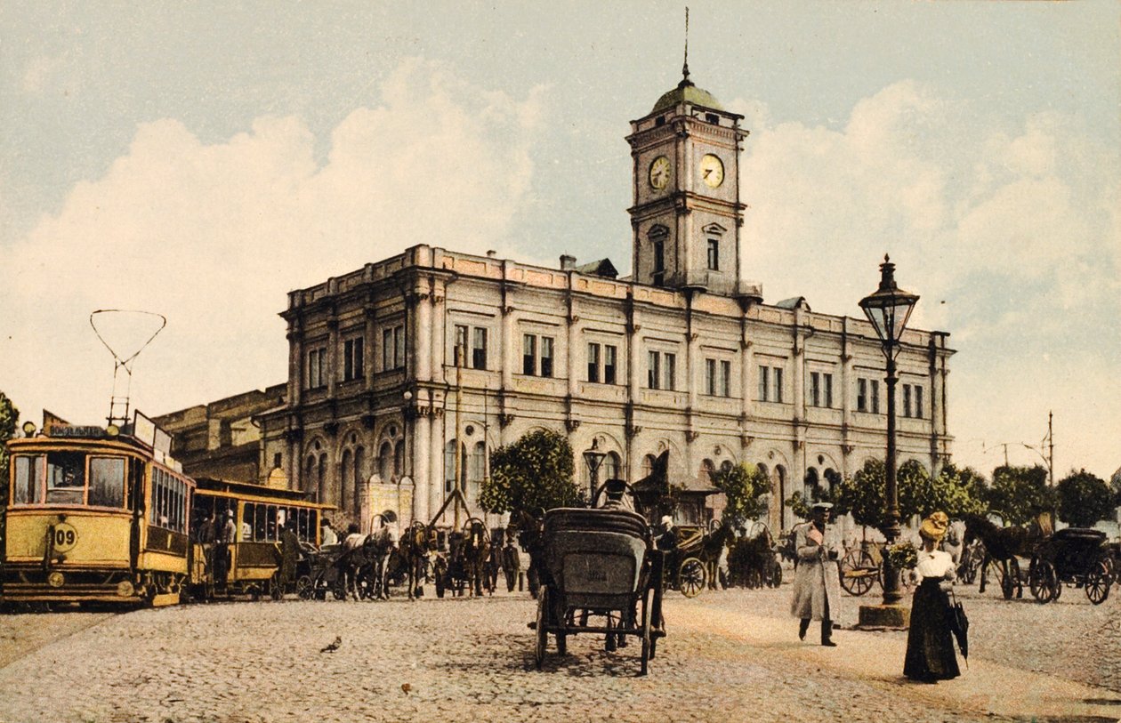 Nicholas jernbanestasjon, Kalanchyovskaya-plassen, Moskva, Russland, c1904-c1905 av Unbekannt