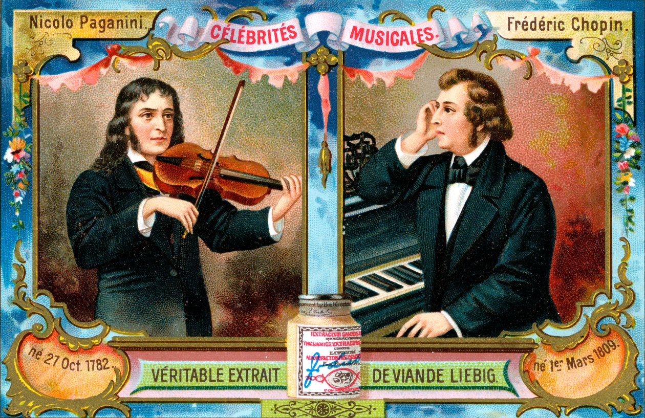Nicolo Paganini og Frederic Chopin, ca 1900 av Unbekannt