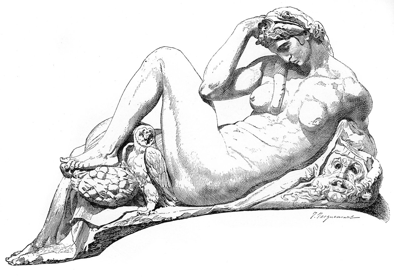 Natt fra graven til Julian de Medici, San Lorenzo-basilikaen, Firenze, Italia, 1882 av Unbekannt