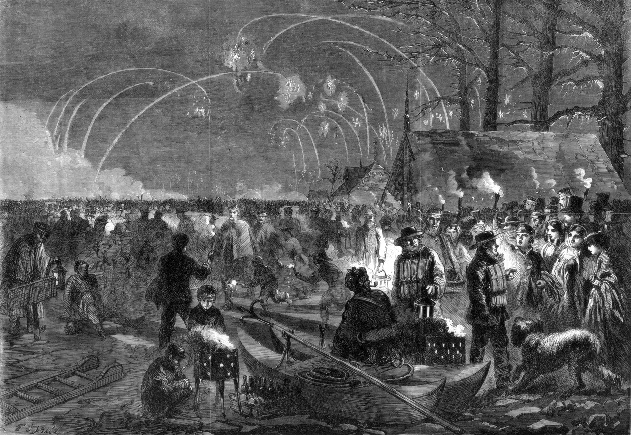 Nattscene på Serpentine, London, 1800-tallet av Unbekannt