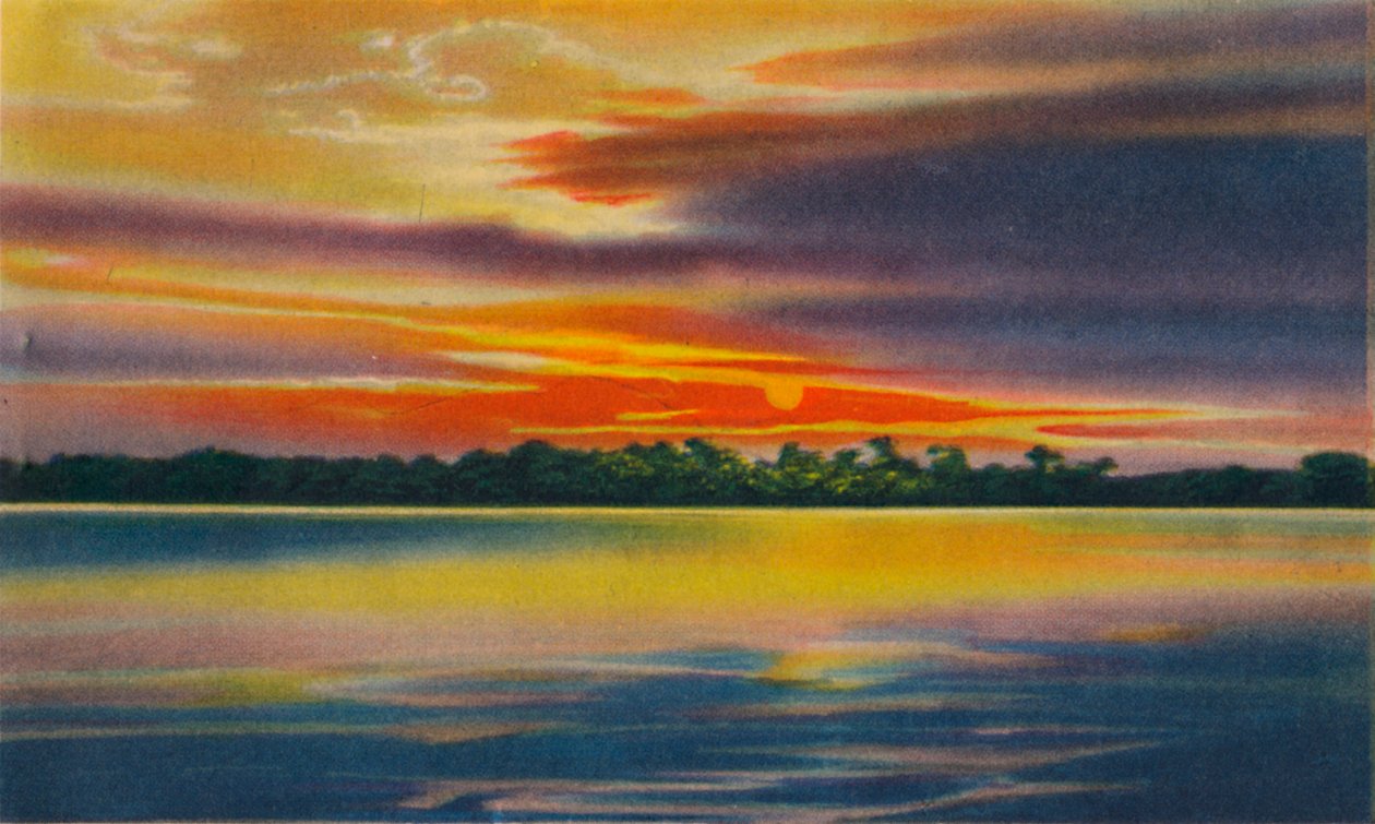 Nattefall på Magdalena-elven, Barranquilla, ca 1940-tallet av Unbekannt
