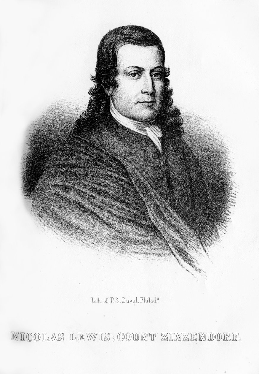 Nikolaus Ludwig von Zinzendorf , tysk religiøs og sosial reformator, 1854 av Unbekannt