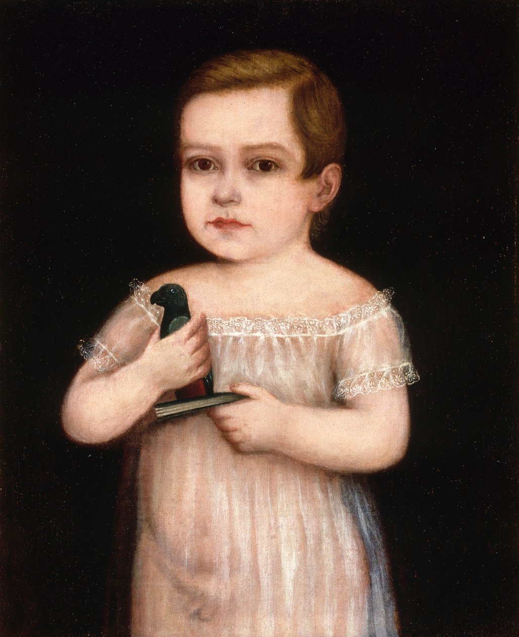 Gutt med lekepapegøye, ca. 1830-1850. av Unbekannt