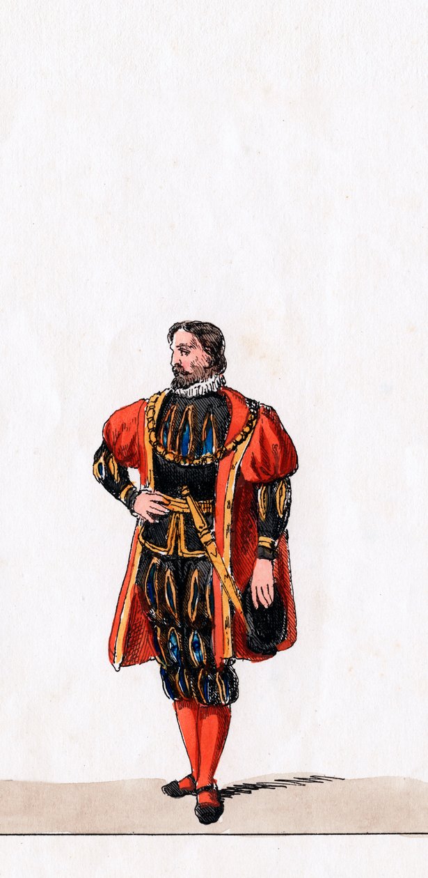 Adelsmann, kostymedesign for Shakespeares skuespill, Henry VIII, 1800-tallet av Unbekannt