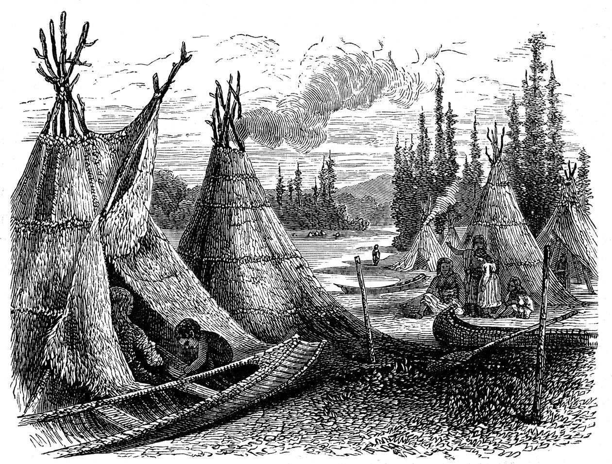 North American Cree Indian bosetning sommeren 1874 av Unbekannt