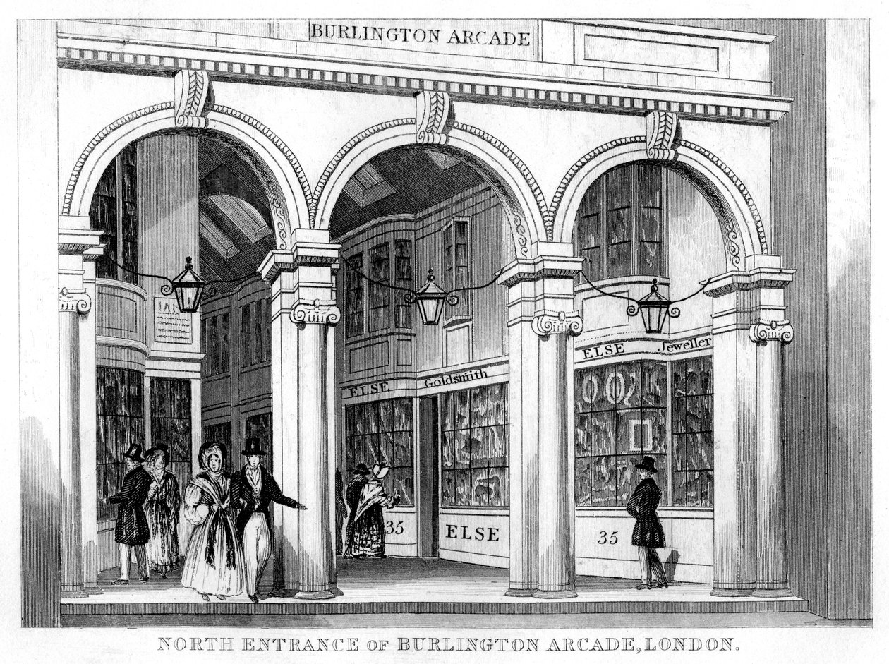 Nordinngangen til Burlington Arcade, Westminster, London, 1800-tallet av Unbekannt