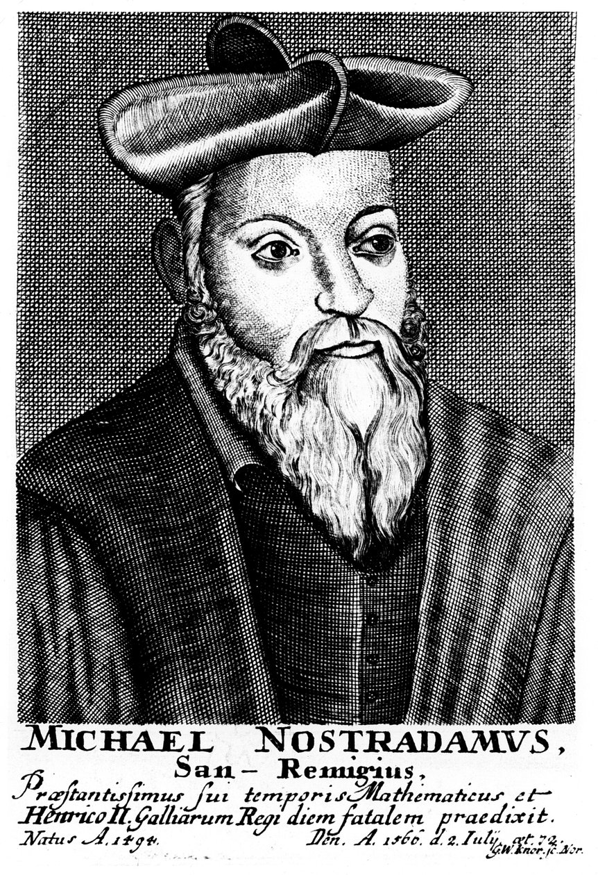 Nostradamus , fransk lege og astrolog fra 1500-tallet, 1725 av Unbekannt